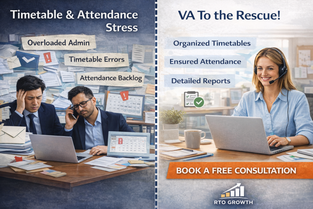 RTO class timetable being managed on a computer