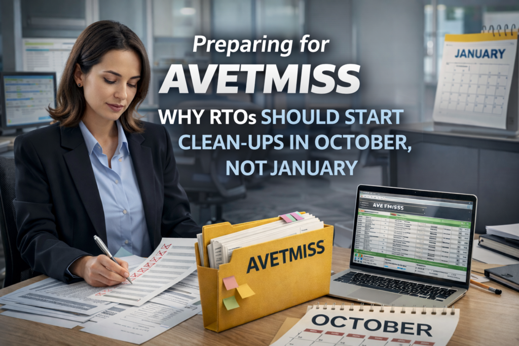 RTO staff reviewing AVETMISS data and NAT files