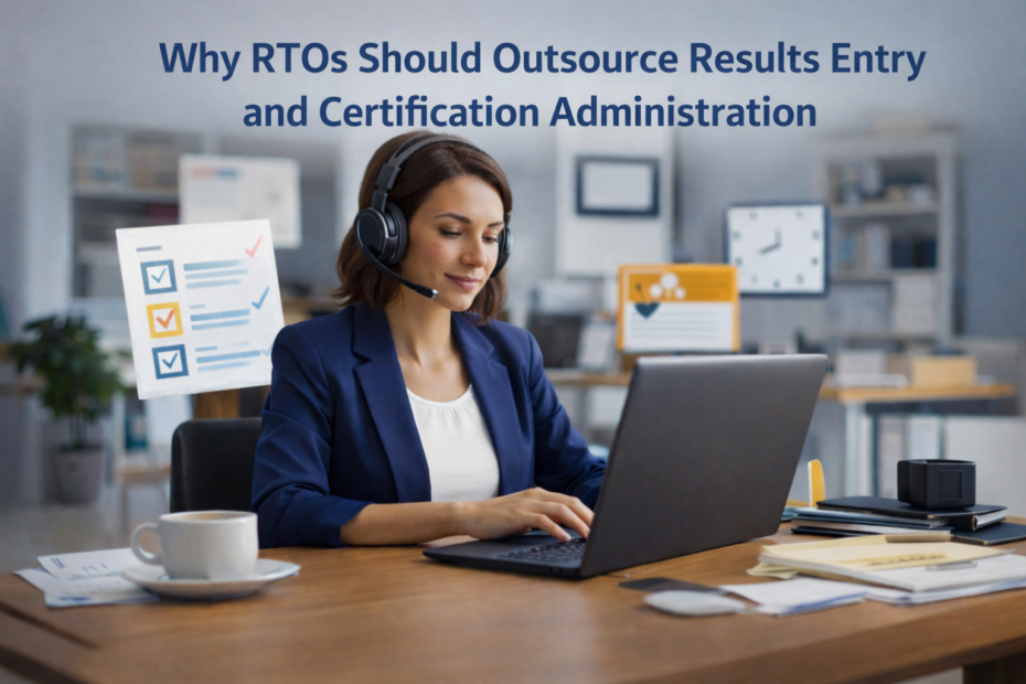 Admin team entering student results for an RTO